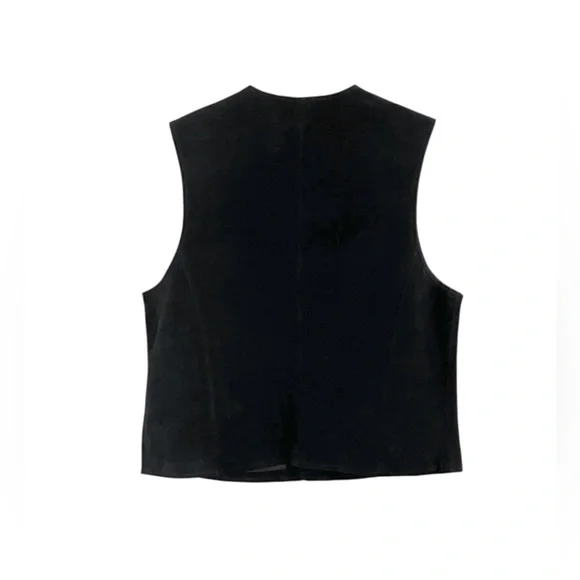 LP Uomo Black 6 Button Up Suede Vest - Picture 5 of 5